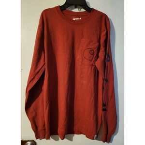 Carhartt Relaxed‎ Fit Long Sleeve Pocket Tee Red Graphic Logo Size M